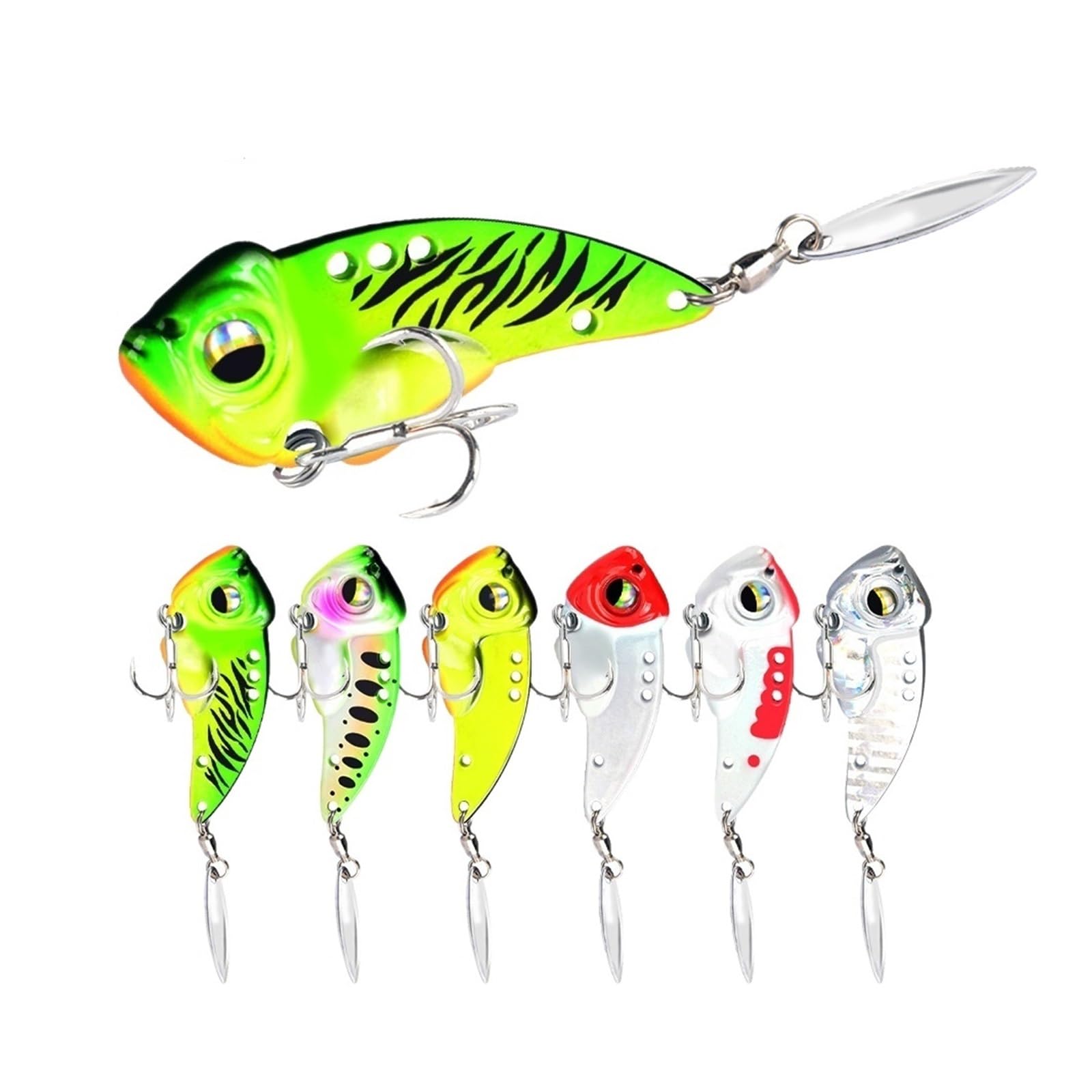 6 Pièces Ensemble 8.5g 17g Vib Cuillère Métal Leurres De Pêche Appât Bar Brochet Truite Gabarit Spinnerbait Paillettes Vibrant Pesca