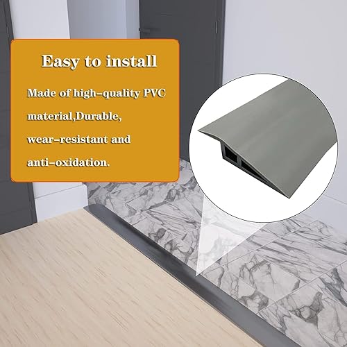 Miniatura 6 de Tira de umbral de transición de puerta de vinilo, 36 pulgadas, reductor de pisoalfombra a azulejo, borde de puerta para tapete laminado (café, 36