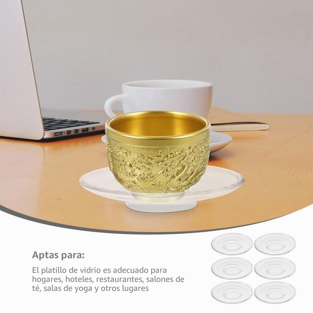 UPKOCH Platos De Vidrio Transparente 6 Piezas Platos De Café Transparente Redondos Para Tazas Snack Café De Té De Postre Para La Cocina De Casa