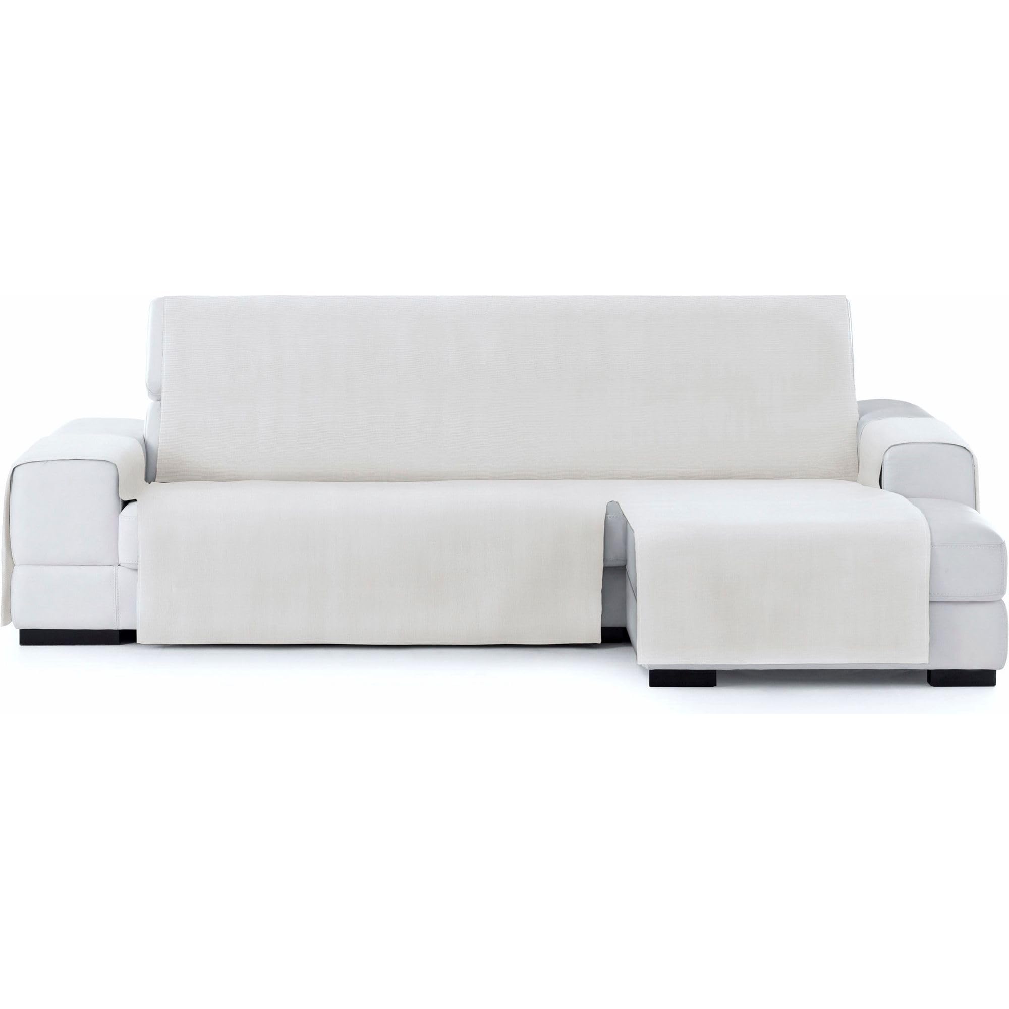 ECOMMERC3 | Funda Sofá Elástico para Chaise Longue Extra Derecha – Funda Sofá Chaiselong Blanco con Gomas Ajustables Compatible con Sofás de Esquina Izquierda o Derecha
