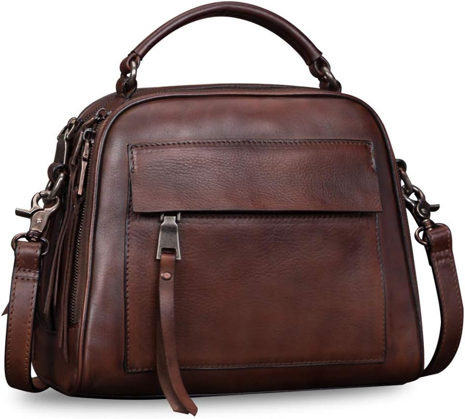 Genuine Leather Purses and Handbags for Women Shoulder Bag Vintage Handmade Real Leather Crossbody Satchel Purse with Strap