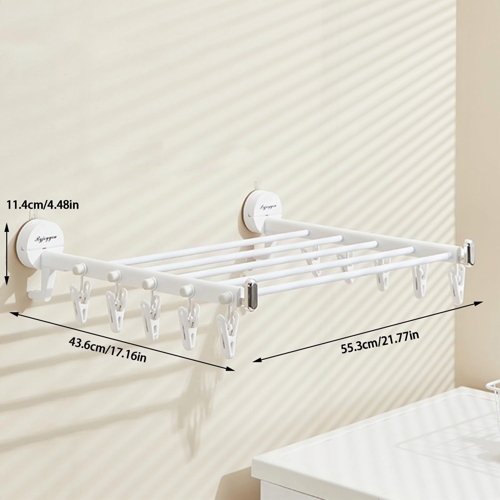 Perchero Plegable Perchero de Ventosa con 10 Ganchos Secador de Toallas Portátil Secador de Ropa de Viaje para Ropa Interior Exterior(Weiß)