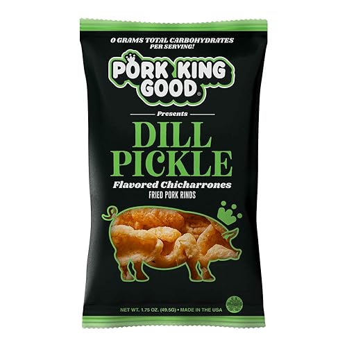 Miniatura 76 de Pork King Good Stupid Hot Pork Chicharrones - Paquete de 4 bocadillos bajos en carbohidratos, aptos para dieta cetogénica, chicharrones