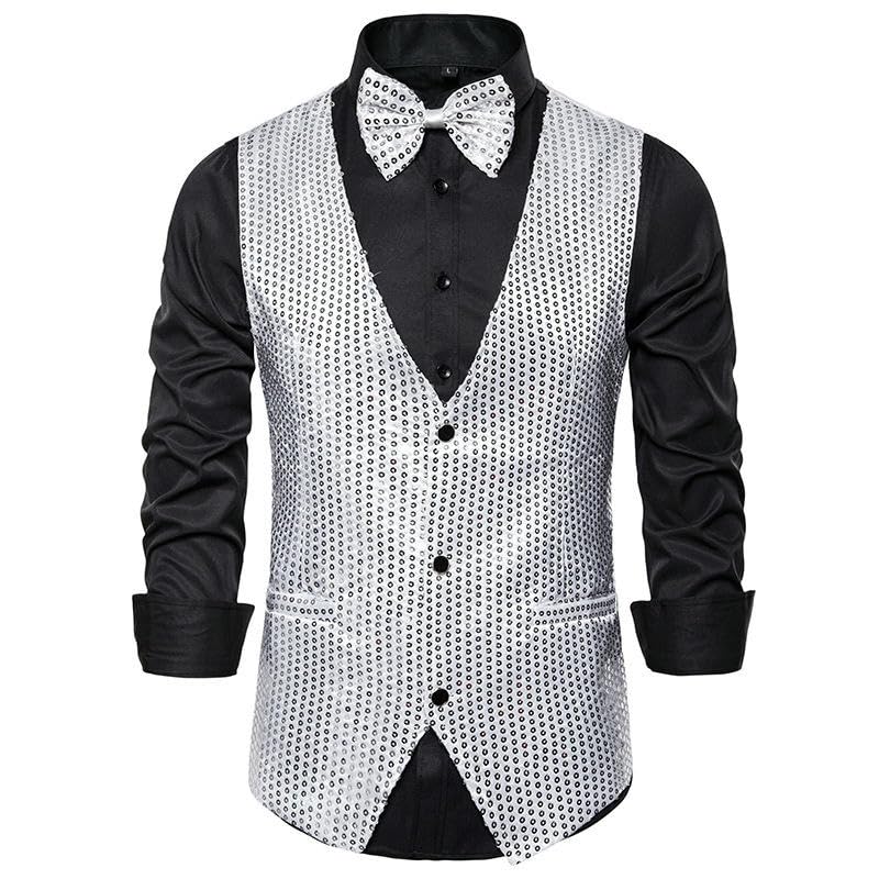 Chaleco de lentejuelas dorado para hombre para destacar en eventos 6