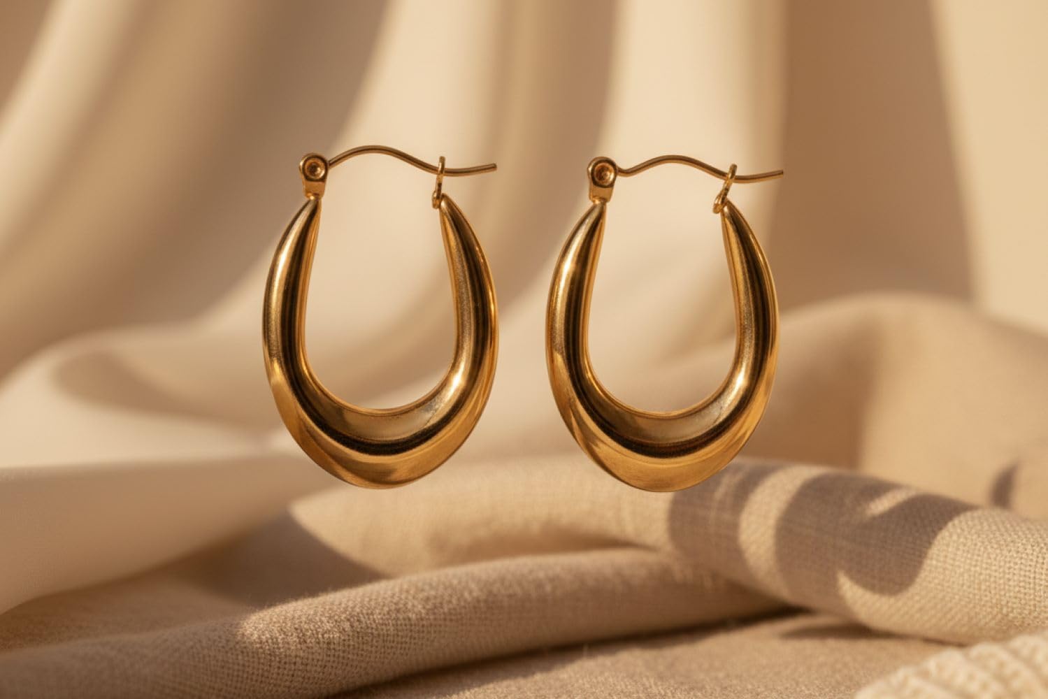 Gold Oval Hoop Earrings for Woman Hypoallergenic 14K Gold Plated Lightweight Trendy Boho Small Hoops Cute Earring Birthday Valentines Gifts Jewelry - Image 5