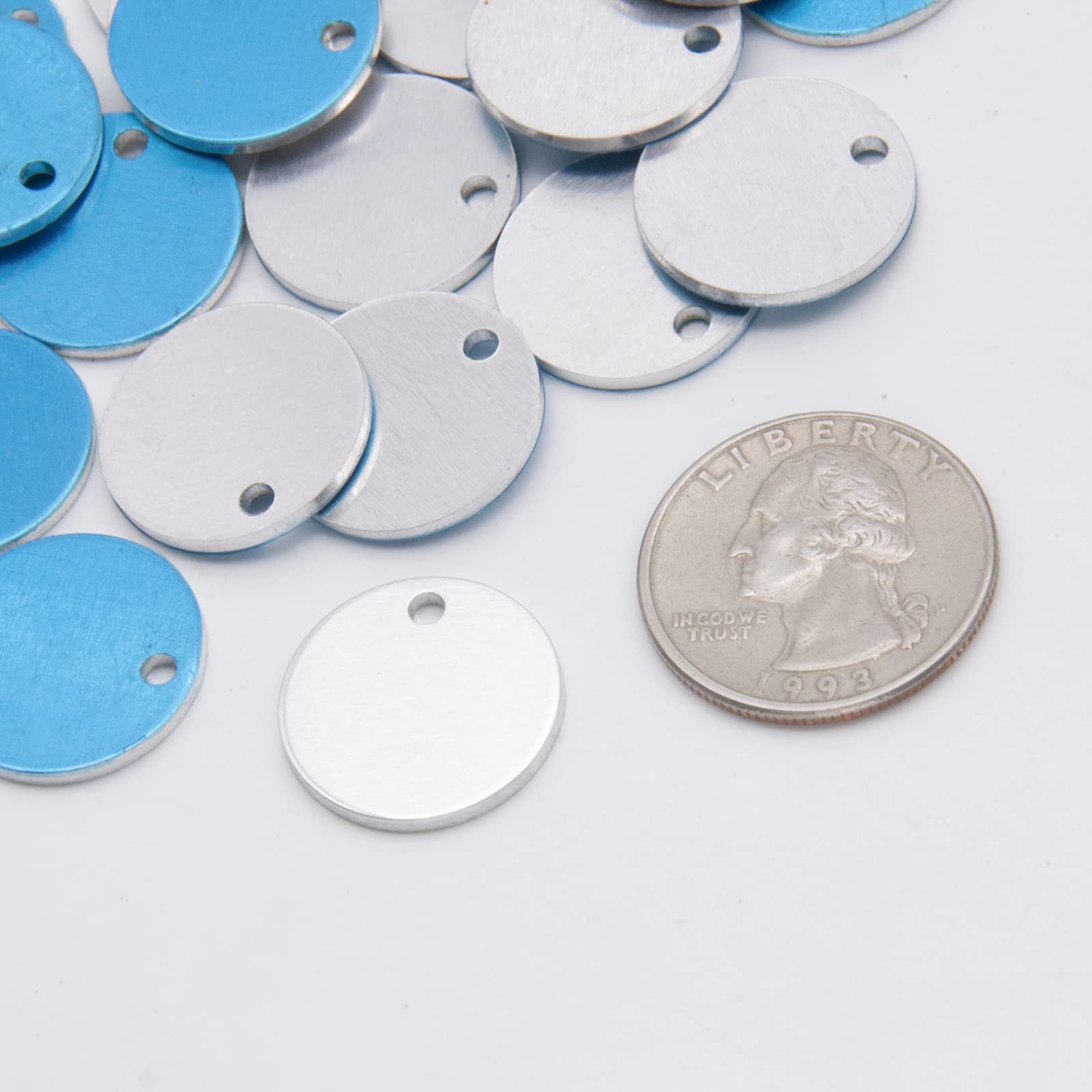 ABBECIAO 50Pack 3/4 Inch Aluminum Stamping Blanks Round Smooth Deburred Edges Hand Personalized Jewelry Tags 0.06