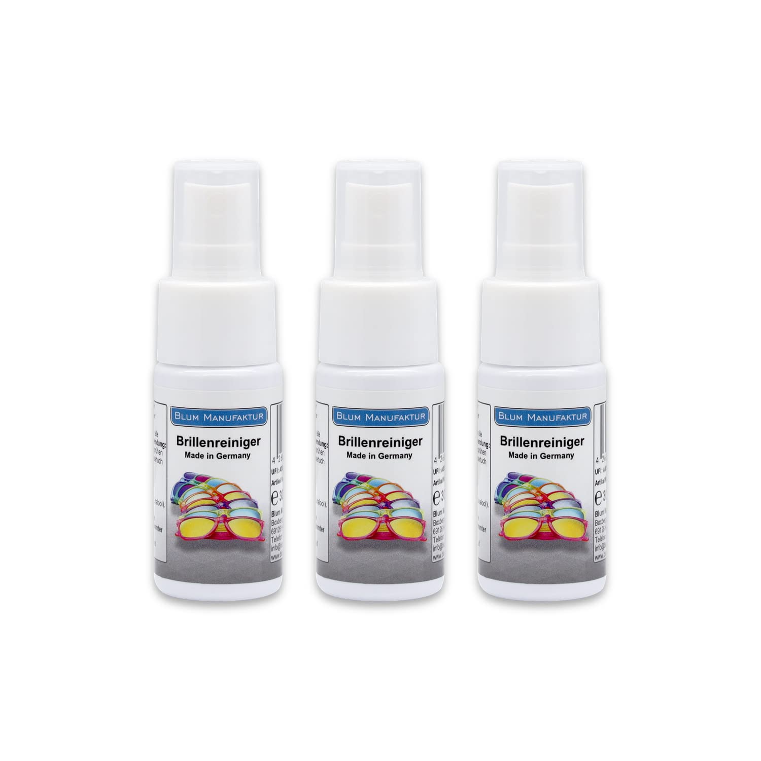 Blum Manufaktur - 3 limpiadores de gafas de 30 ml - Spray de limpieza rápida y completa.