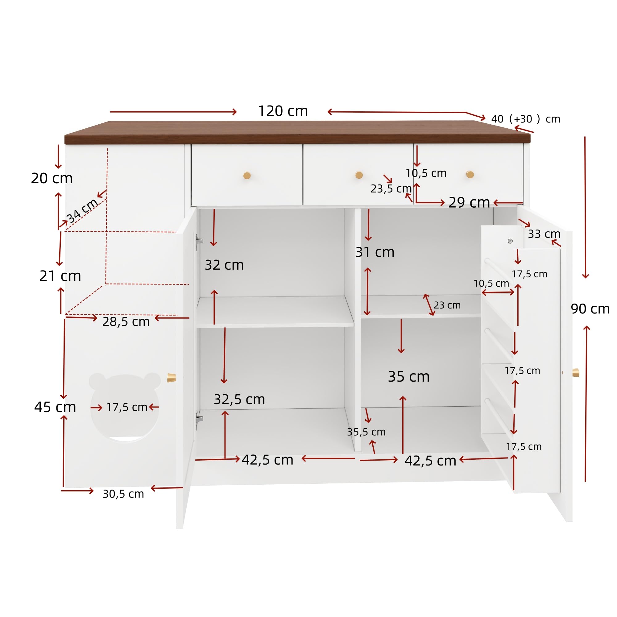 Isla de cocina 120 x 70 x 90 cm, carrito de cocina con mesa extensible y