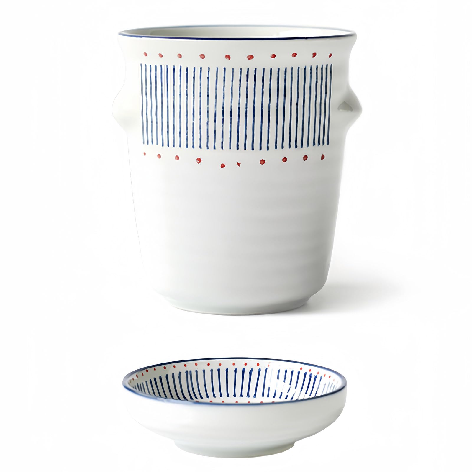 Dowbom Blue Japanese Ceramic Cutlery Drainer For Chopstick, Drain Rack, Cutlery Holder With Handle, Chopstick Holder For Kitchen (,4")