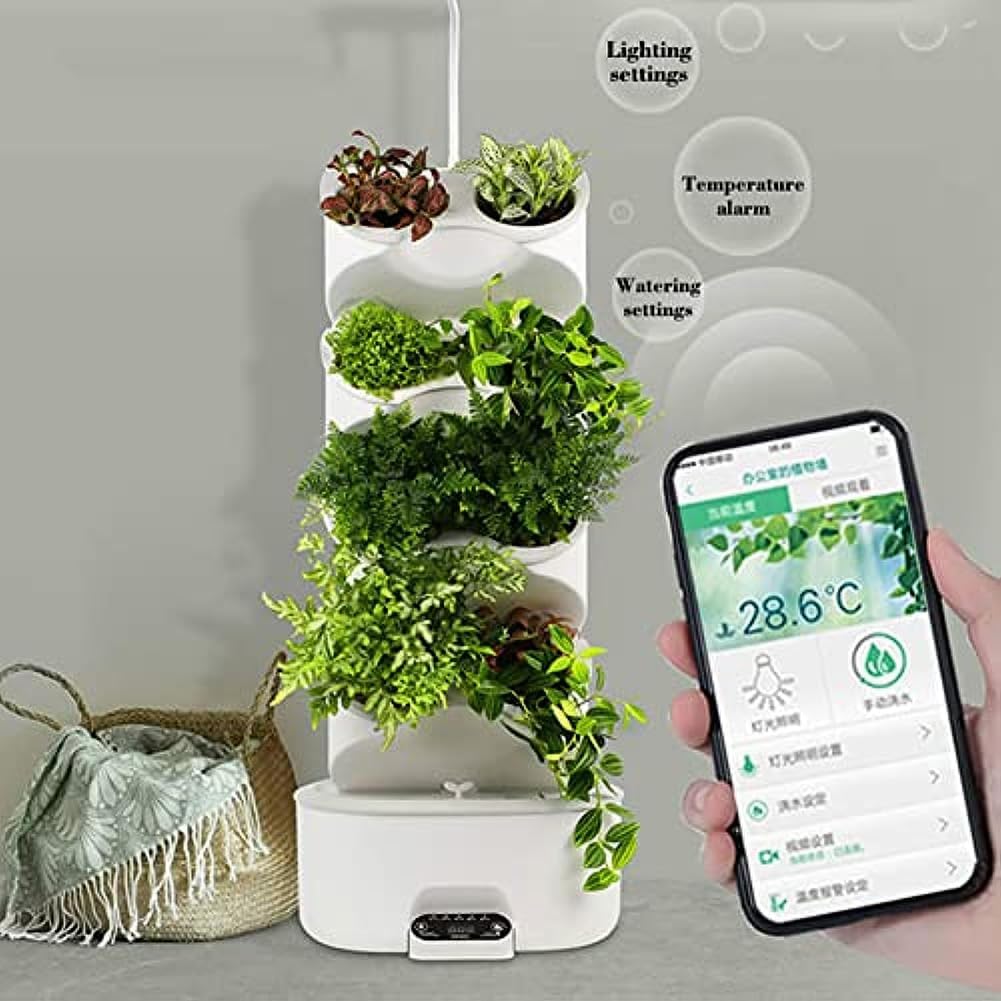 Sistema de cultivo hidropónico, kit de jardín de hierbas para interiores con luz LED de crecimiento, temporizador y pantalla táctil, germinación inteligente para hierbas, frutas y verduras
