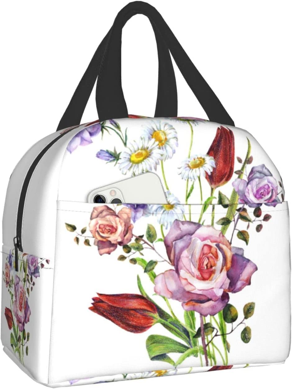 Borsa termica per il pranzo con fiori di margherita profumata, per donne e uomini, riutilizzabile, portatile, per viaggi, lavoro, picnic