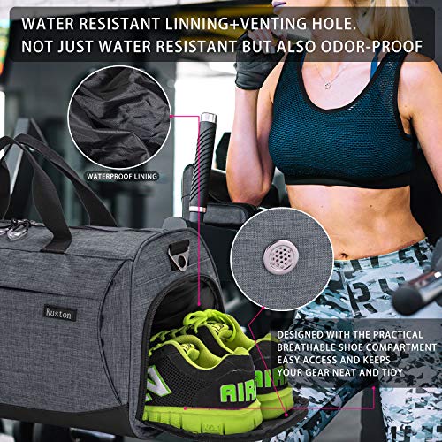 Kuston Sports Gym Bag with Shoes Compartment Travel Duffel Bag for Men and Women