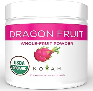 KOYAH - Organic Freeze-dried Pink Dragon Fruit Powder (1 Scoop = 1/4 Cup Fresh): 30 Servings (often called Pitaya), 180 g...