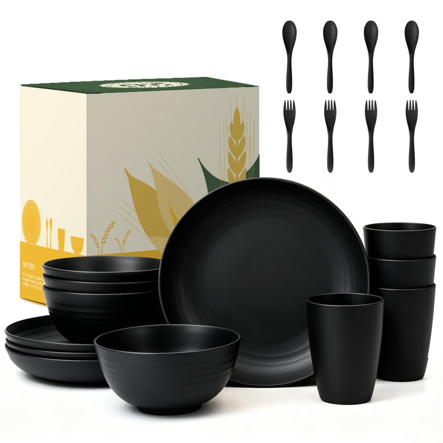 Wrova Plastic Dinner Sets for 4 People Reusable Plate Sets 20 Piece — image 1