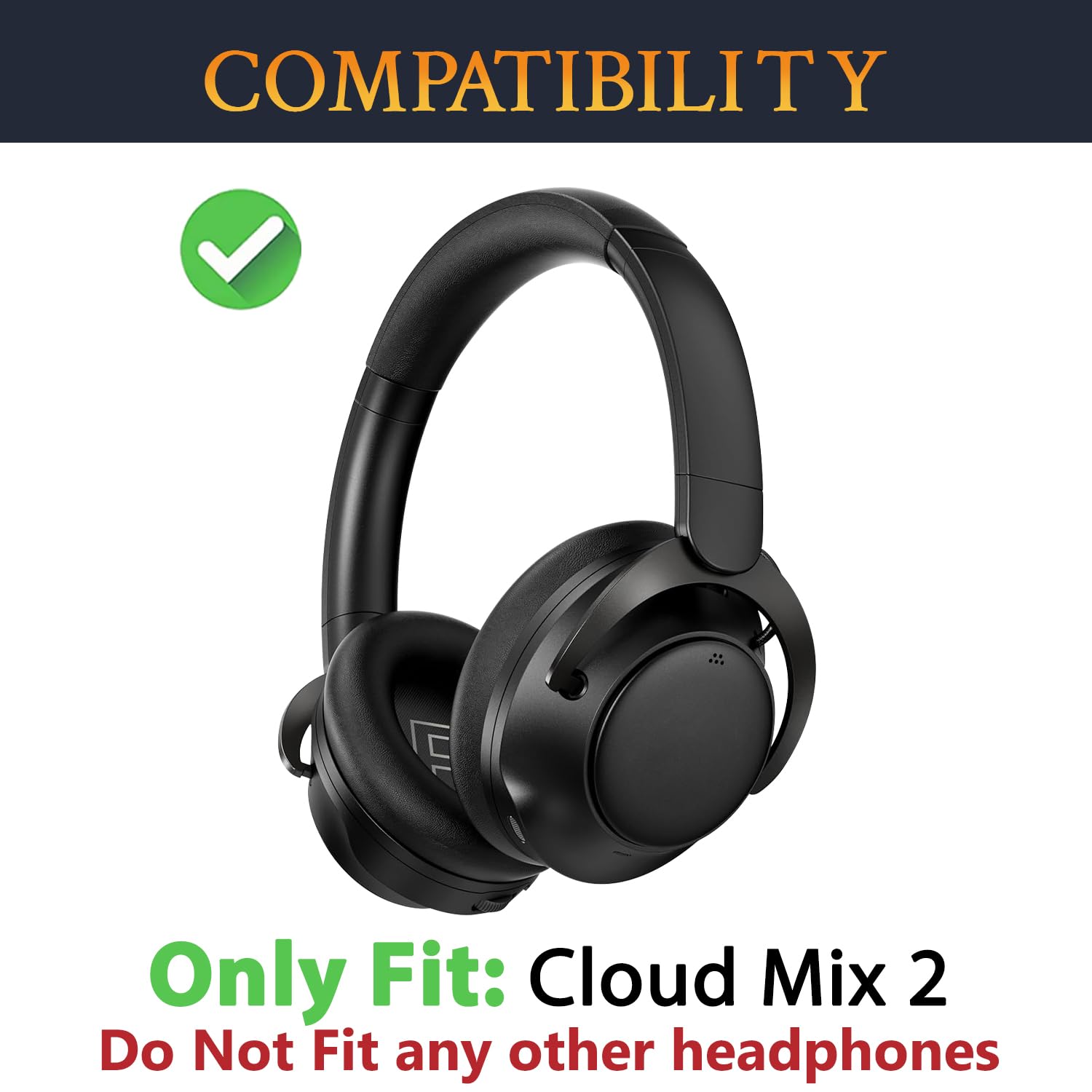 SOULWIT Earpads Replacement for HyperX Cloud Mix 2 β Dual Wireless Over-Ear Headphones, Ear Pads Cushions with Soft Protein Leather and High-Density Memory Foam - Black