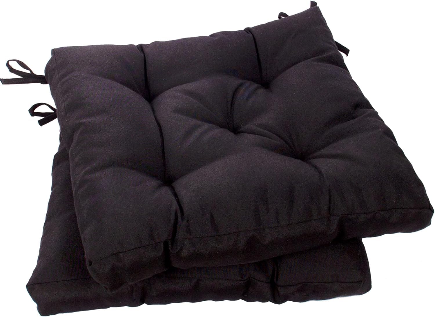 Viste tu hogar Pack 2 Cojines para Silla, 50x50x5 CM, Efecto Tridimensional, Relleno de 100% Poliéster, Ideal para Comedor, Salon, Patio y Restaurante, Color Negro, Fabricado en España