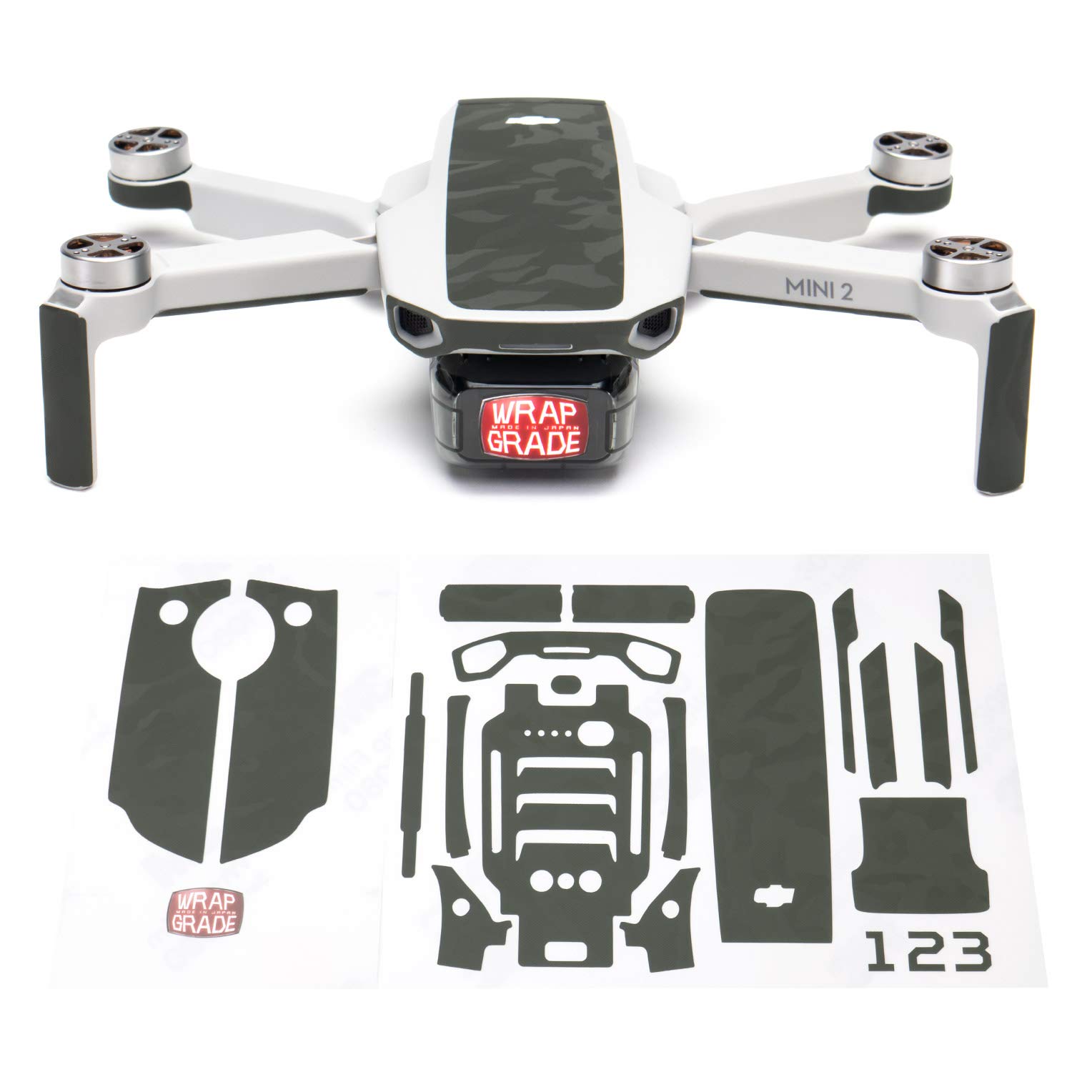 Wrapgrade Skin Sticker Set Compatible with DJI Mini 2 | Accent Color (Army Bumpy CAMO)