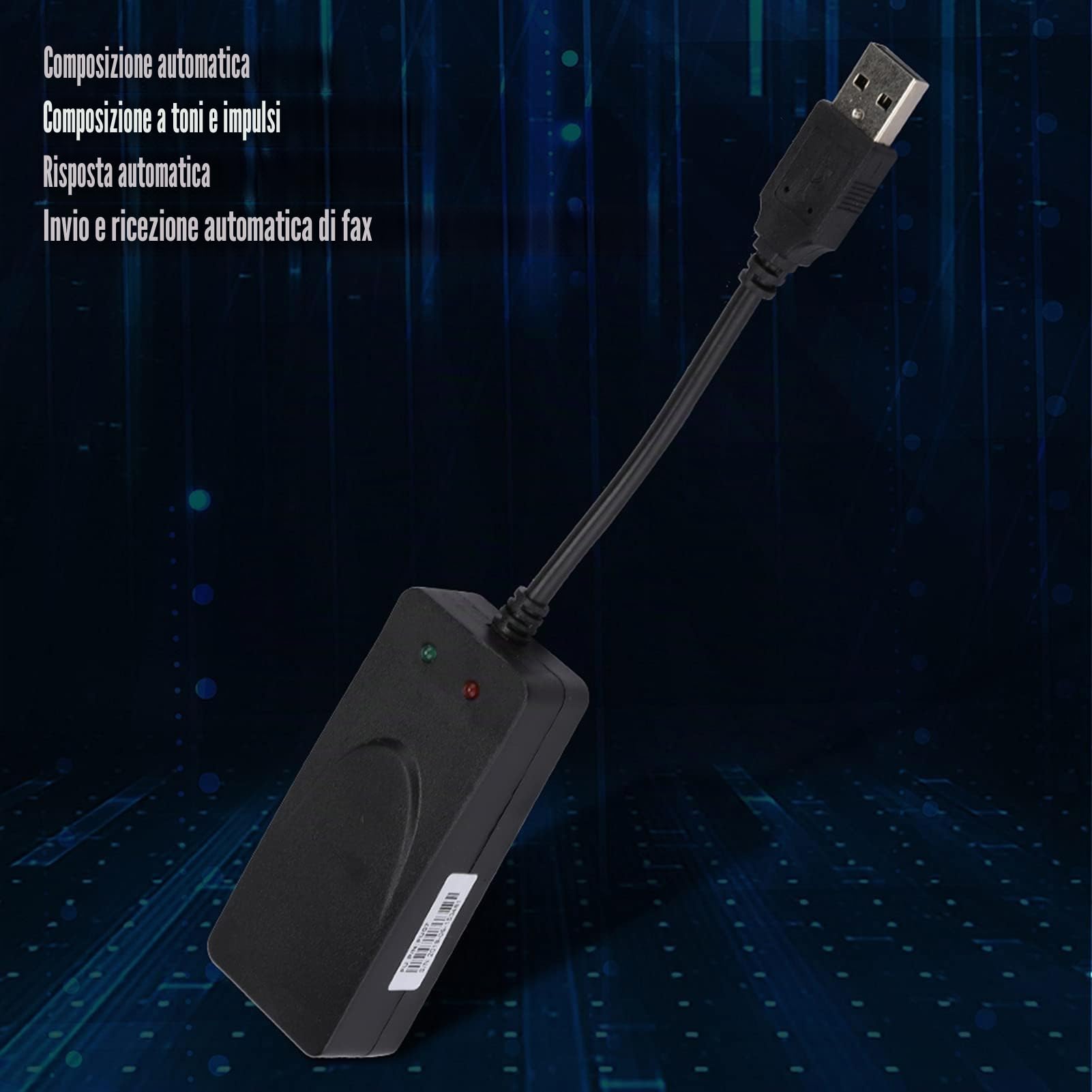 Modem Esterno Dati Fax Vocale USB 56k con Doppie Porte, Modem Via Cavo Compatibile con Win 7/Win 8/Win 10/Win Xp E Supporta La Composizione Automatica, La Composizione a Toni E a Impulsi, La Risposta