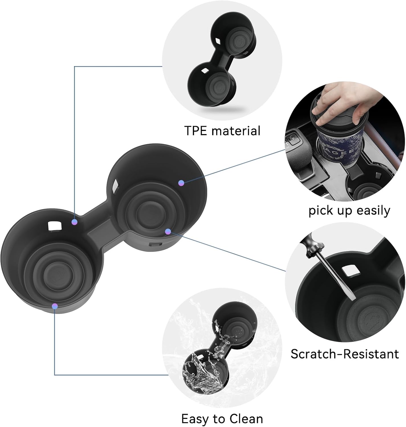 smabee Center Console Cup Holder Insert for Nissan Rogue T33 2021-2025 2026 Accessories Cup Holder Insert TPE Interior Black