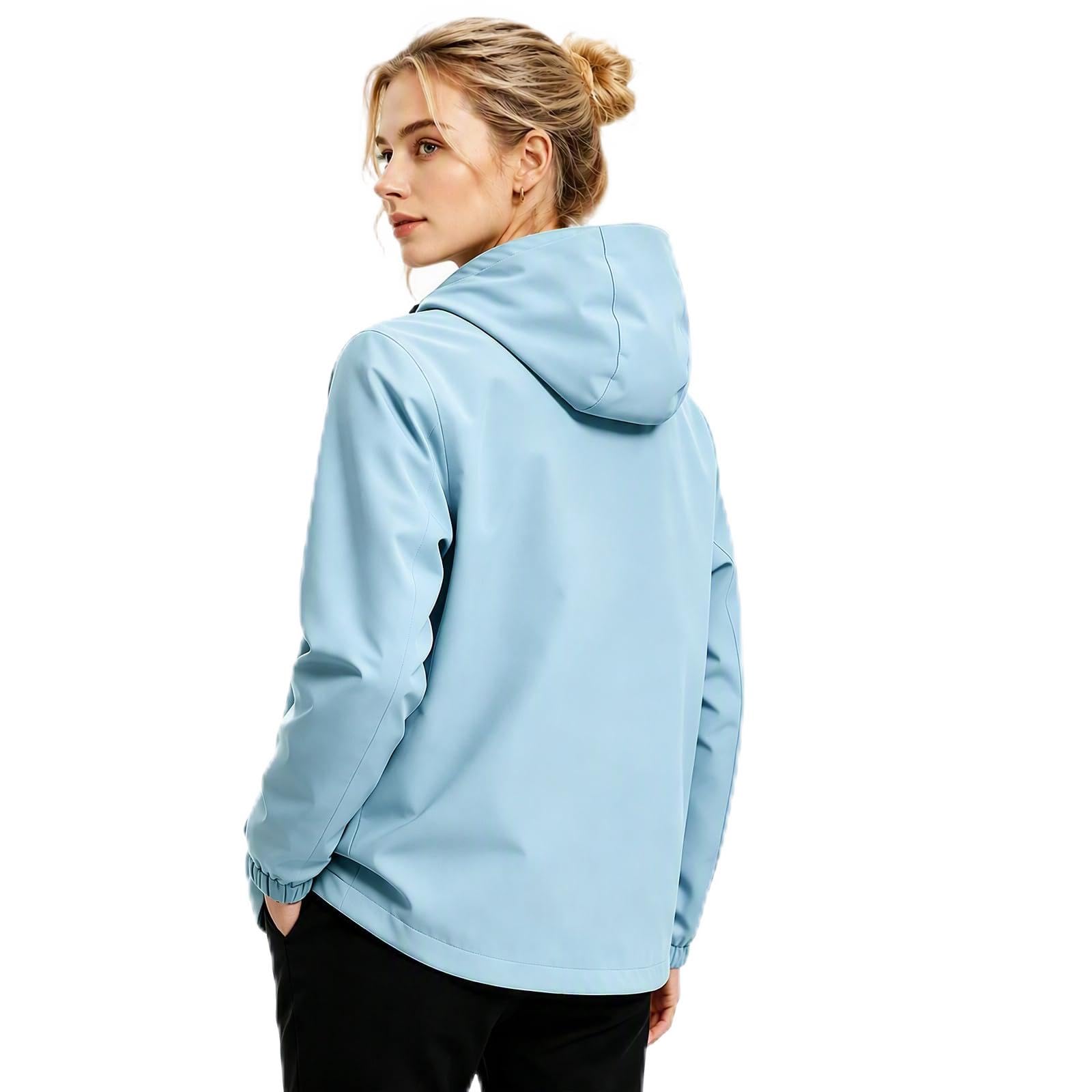 PYALT Damen Wasserdichte Faltbar Regenjacke mit Kapuze,Leicht Atmungsaktive Windbreaker zum Wandern Reisen Treking Fahrrad