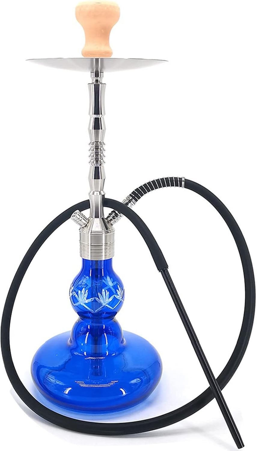 MWWMEE Conjunto De Cachimba Cachimba De Acero Inoxidable Moderna De Primera Calidad con Manguera De Cachimba De Silicona Cuenco De Cerámica para Cachimbas, Pinzas para Carbón Soporte para Carbón