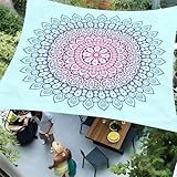 Hiseng Sonnensegel mit Ösen, Blaues Mandala Polyester Outdoor Markise, Sonnensegel Wasserdicht, Outdoor Wetterfest UV-Schut Markise, Tarp für Terrasse, Hinterhof, Rasen, Garten (Blau 2,180x180cm)