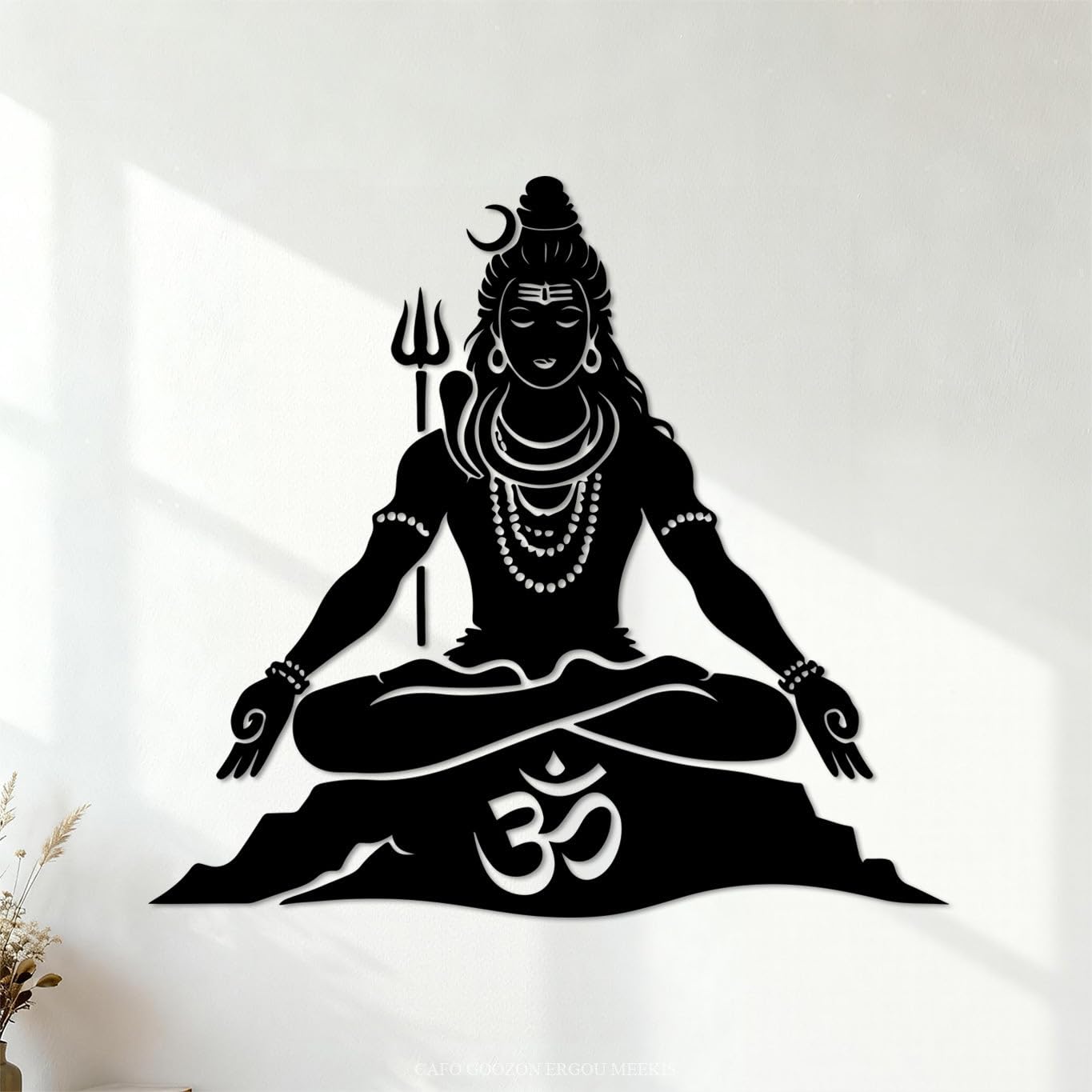 Ergou Stickerdecal-84750 Lord Shiva In Meditation Silhouette Wall Stickers Paster Paper 42X45.4cm Tattoo Culture Black
