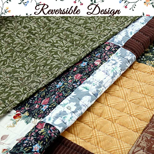 Cozy Line Home Fashions 8541805267 Andy Mustard Yellow Country Farmhouse Real Patchwork Quilt Bedding Set thumb #2