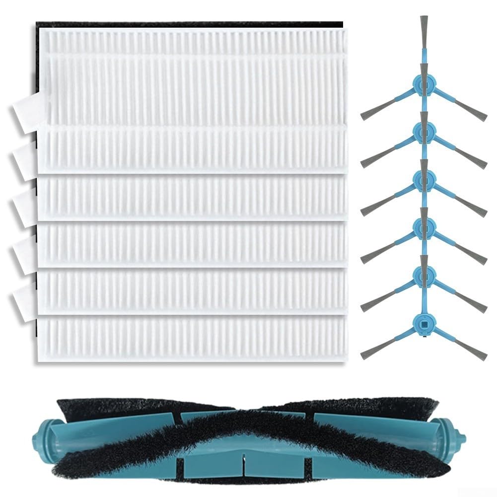 Donkivvy 14 pezzi di ricambio compatibili con robot aspirapolvere Cecotec per Conga 7490 Eternal per Genesis, 1 spazzola a rullo principale, 4 cuscinetti per , 3 filtri, 6 spazzole laterali