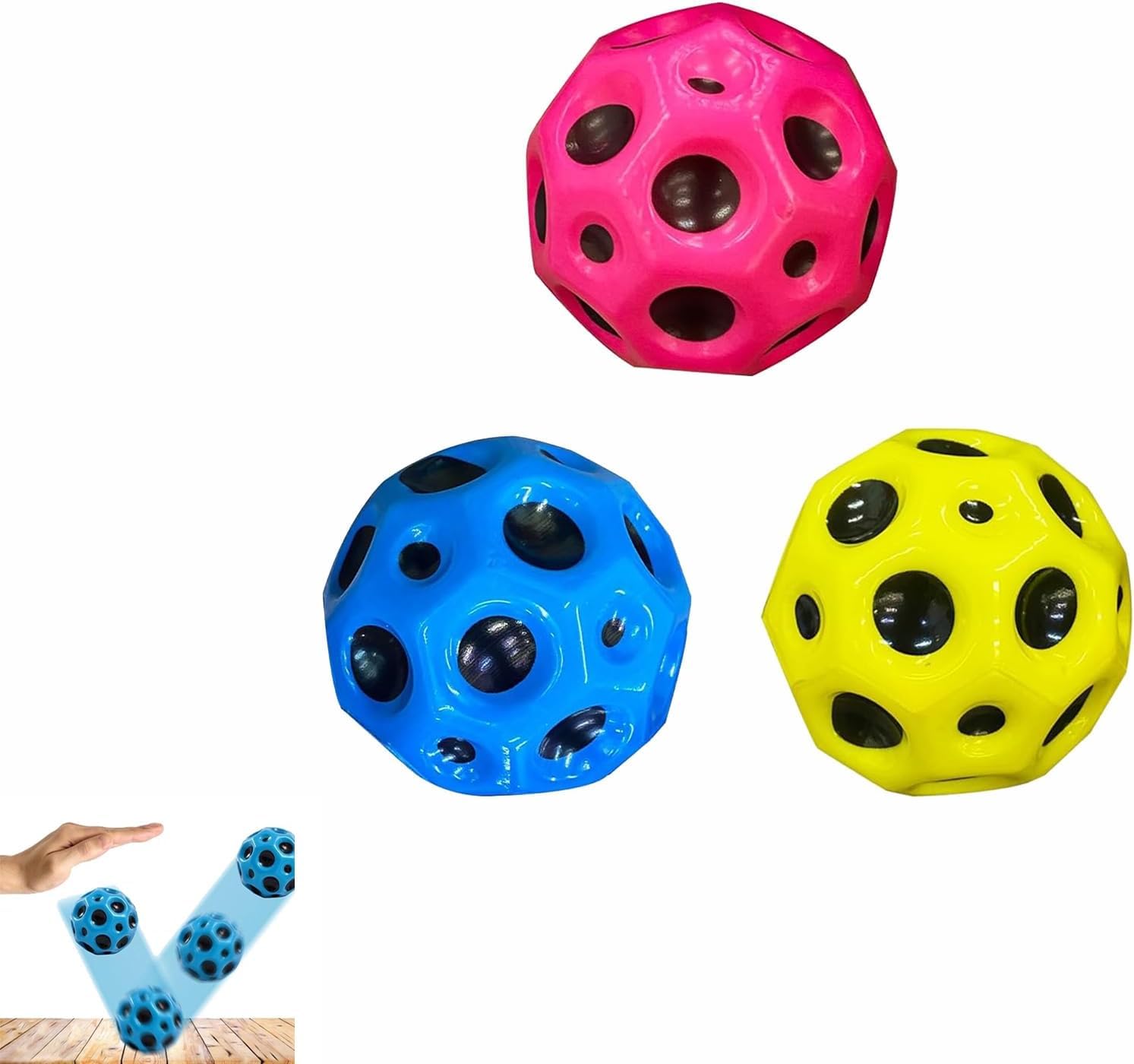Paporich Mini Super High Bouncing Balls Toys, Rubber Space Balls Toy for Kids Adults, Sport Training Ball for Indoor Outdoor Play, Easy to Grip and Catch, Improve Hand-Eye Coordination (Pack of 3)