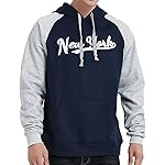 DELUSPTOMAY Mens New York Baseball Team Big Embroidery Hooded Sweatshirt Pullover Casual Hoodie Navy M