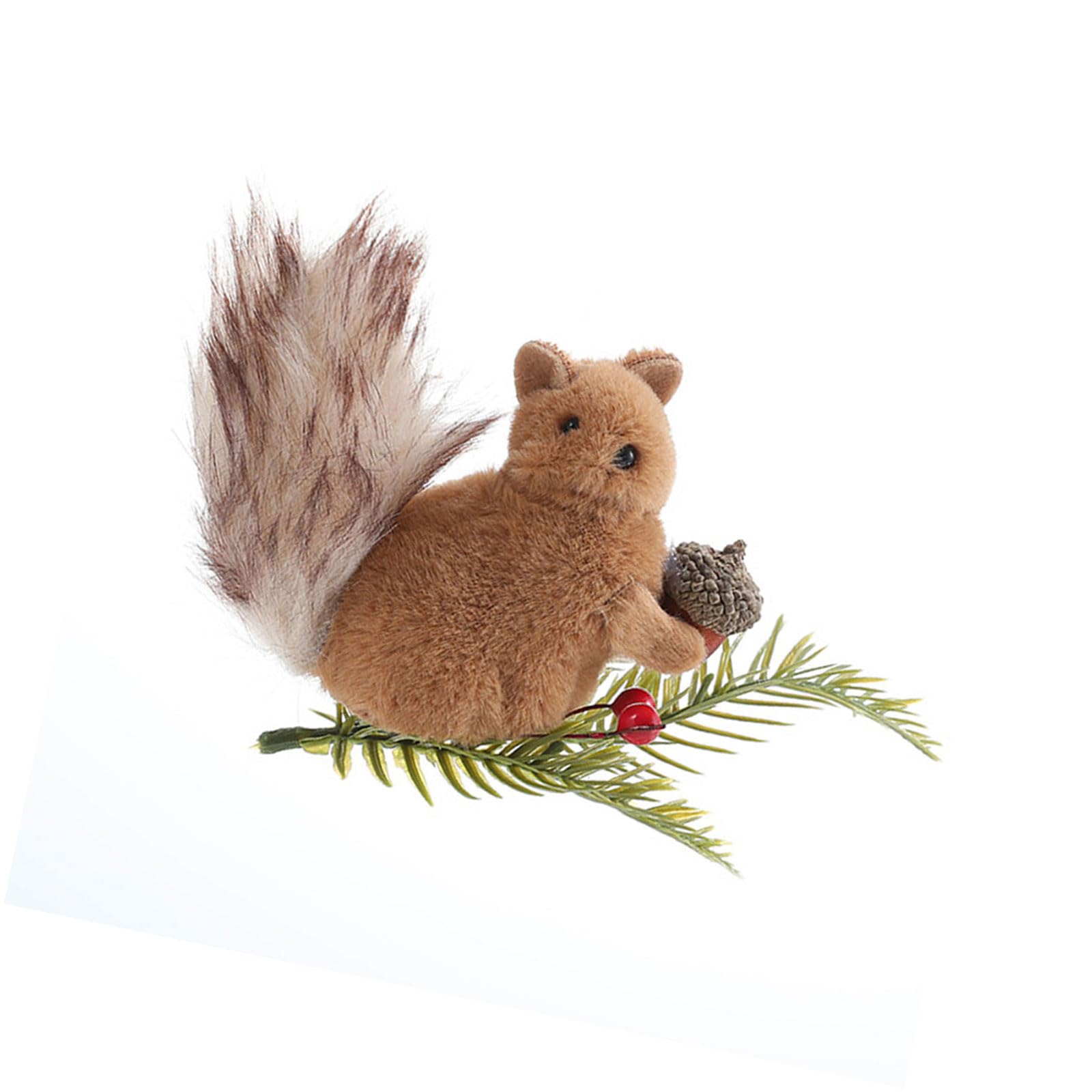 Squirrels Plush Ornament with Pinecone Soft Christmas Decoration for Home Tree and Shelf Display Plush Squirrels Ornament