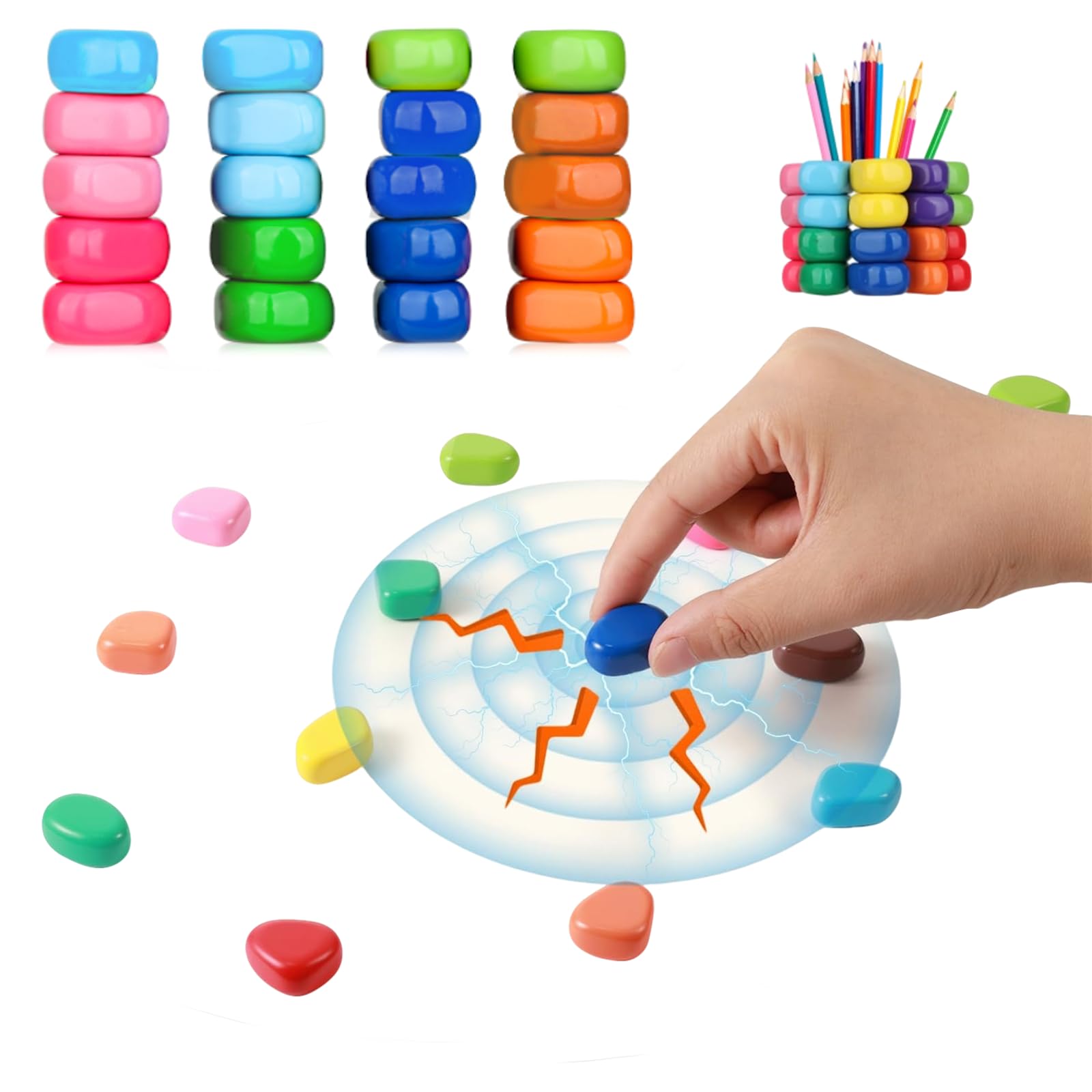 Magnetyczna Gra, Magnetyczne Szachy, Magnetyczne Szachy, Gra z Magnesami i Sznurkiem, 20 Kolorowych Magnesów z Bawełnianym Sznurkiem, Przenośna Gra Strategiczna, dla Dzieci, Rodziny, Podróży
