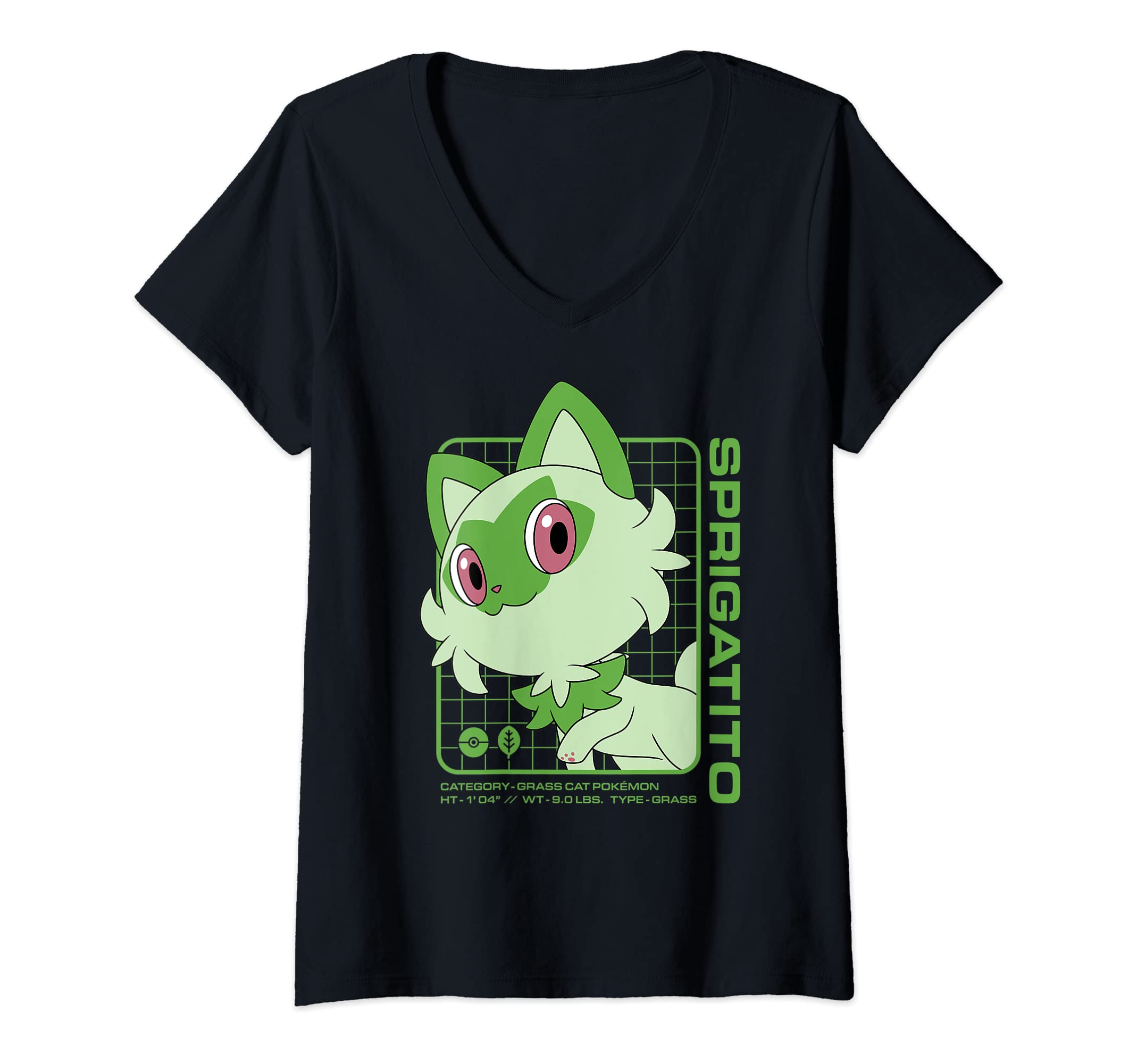 pokemonPok mon - Sprigatito Stats V-Neck T-Shirt