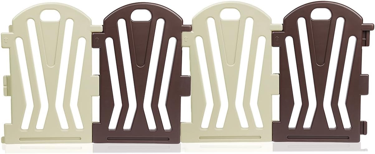 Baby Vivo Baby Plastic Playpen Brown Foldable Portable Room Divider Child Kids Barrier Expandable Additional Package - Expandable