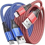 Txtcu Micro USB Cable [2Pack 3m], Long Charger Android Braided PS4 Controller Charging Compatible for Samsung Galaxy S7/S5/J3/J5/J7,Huawei,HTC,LG,PS4,Kindle,Xbox,Nexus,Nokia, Red/Blue
