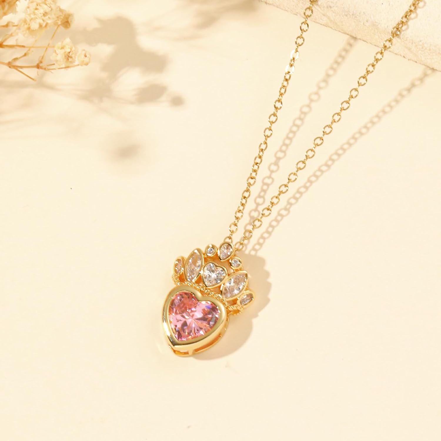 Crystal Birthstone Pendant Necklace, Gold Plated Chain, Cubic Zirconia Necklace,Dainty Baroque Necklace,Women's Birthday Valentines Day Mothers Day Christmas Gifts - Image 5