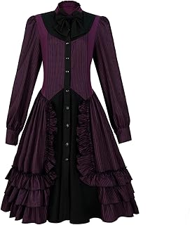 Women Girls Gothic Lolita Victorian Dress Polyester Ruffle Dress with Bows - Buy now