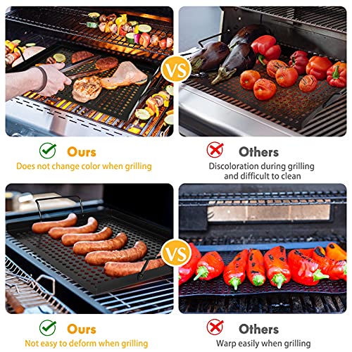 image for AQUEENLY Grill Basket Nonstick Grill Topper with Holes, BBQ Grill Tray