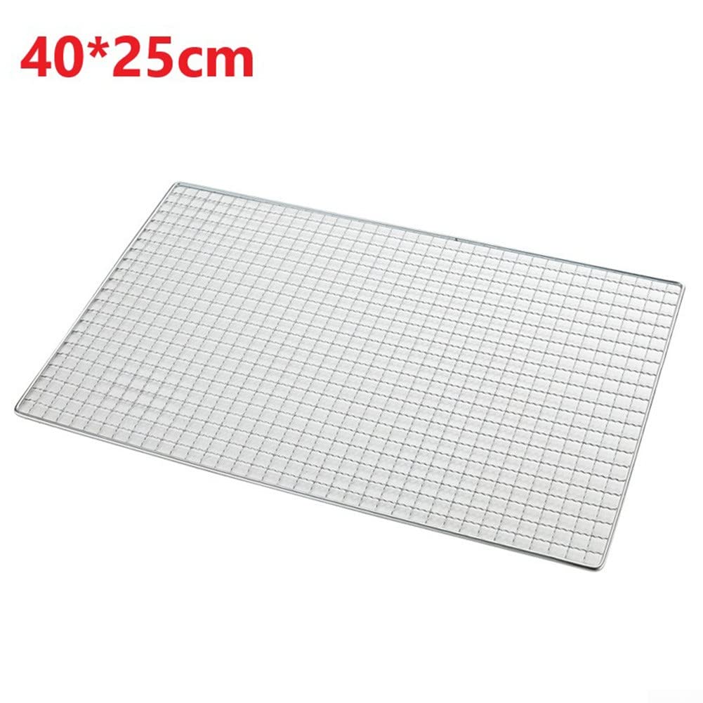 Lioaeust Griglia per barbecue in acciaio , griglia a rete in rete per campeggio, campeggio, picnic, falò (40 x 25 cm)