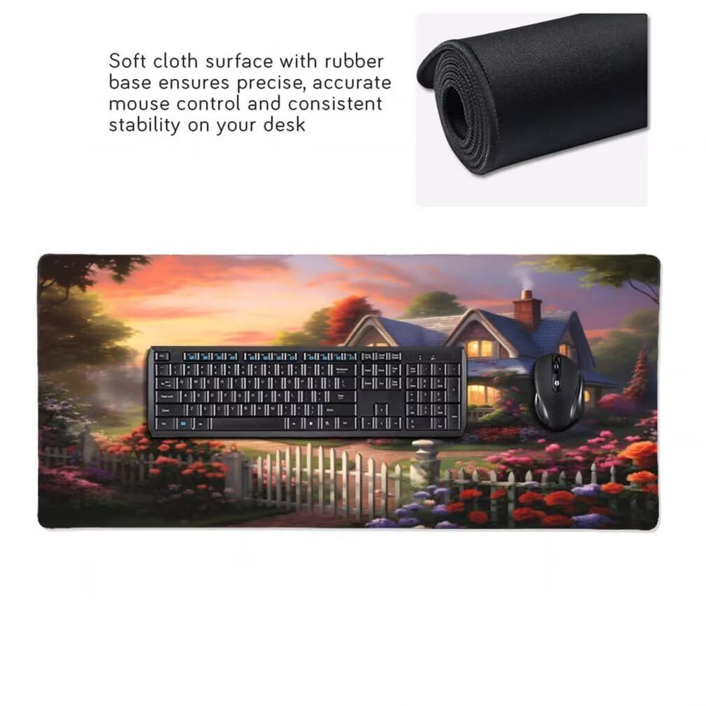 Tappetino Mouse XXL 1000x500mm Casa da Sogno Grande Mouse Pad, Tappetino Scrivania con Bordi Cuciti, Grande Mousepad Gaming con Base Antiscivolo per Giocatori, Ufficio e Casa (Paesaggio) -MP1598