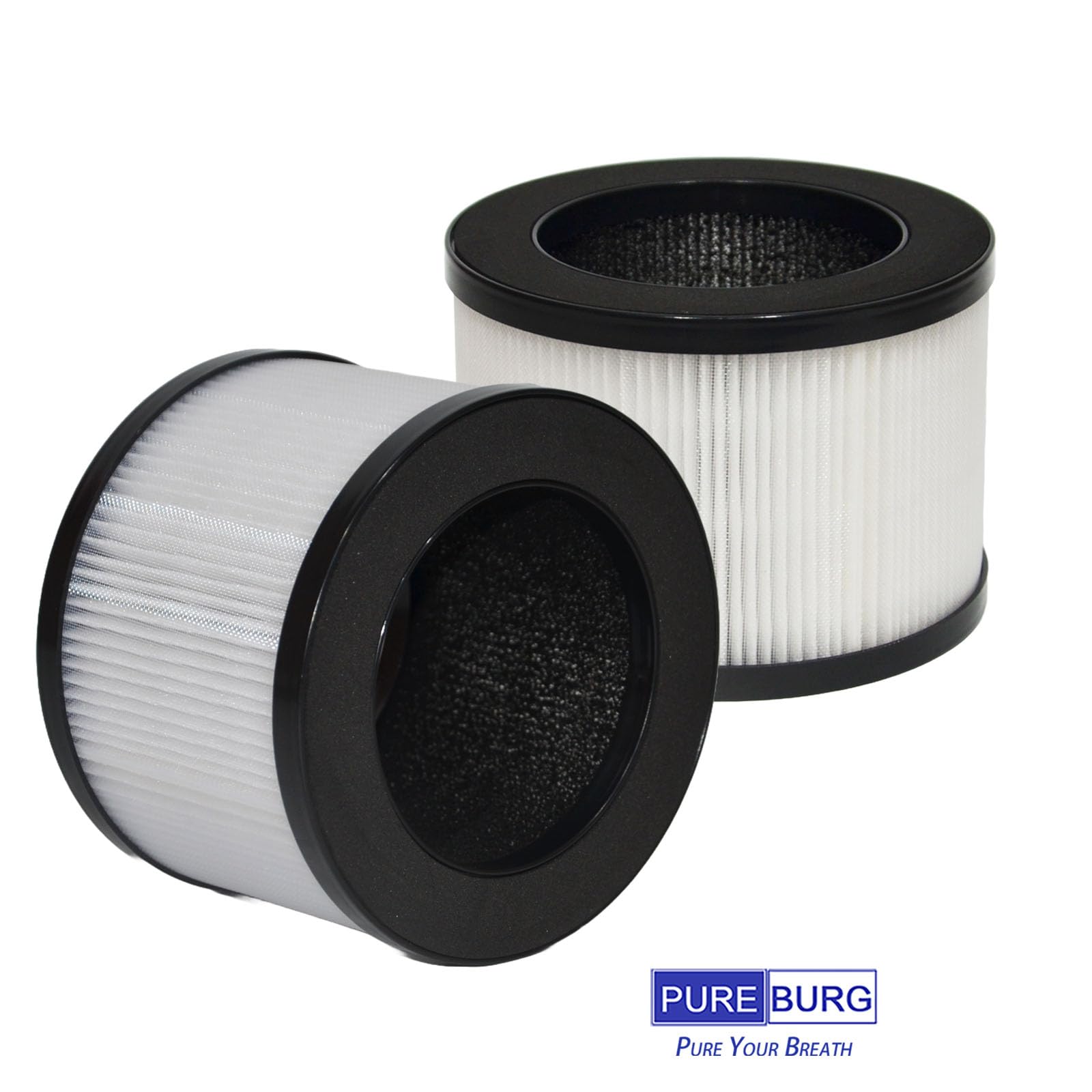 PUREBURG Filtro di ricambio compatibile con AROEVE JH12 JH01A purificatore d'aria, confezione da 2 pezzi H13 True HEPA carbone attivo 3 livelli di filtrazione purificazione dell'aria, polvere VOCs