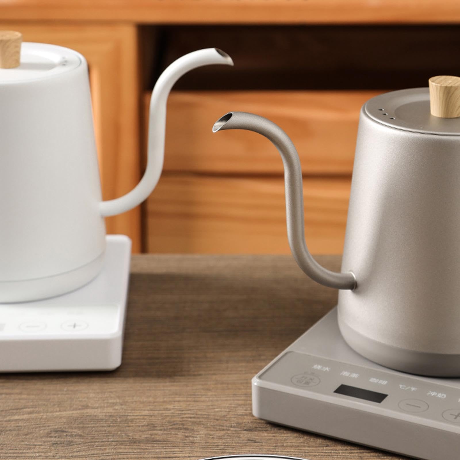 Hervidor Eléctrico de Cuello de Cisne, 1 Litro de Acero Inoxidable, Tetera Ligera para Café, Oficina, Hogar, Exterior, Picnic- Gris