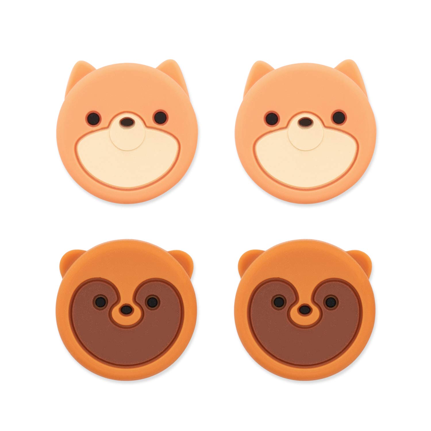 GeekShare 4PCS Cute Animal Theme Thumb Grip Caps,Soft Silicone Joystick Cover Compatible with Nintendo Switch/OLED/Switch Lite - Fox and Civet