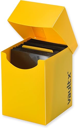 Miniatura 4 de Vault X  Caja de cubierta y 150 fundas negras para tarjetas, tamaño grande para 120-130 tarjetas con funda, tarjetero sin PVC para TCG (amarillo)
