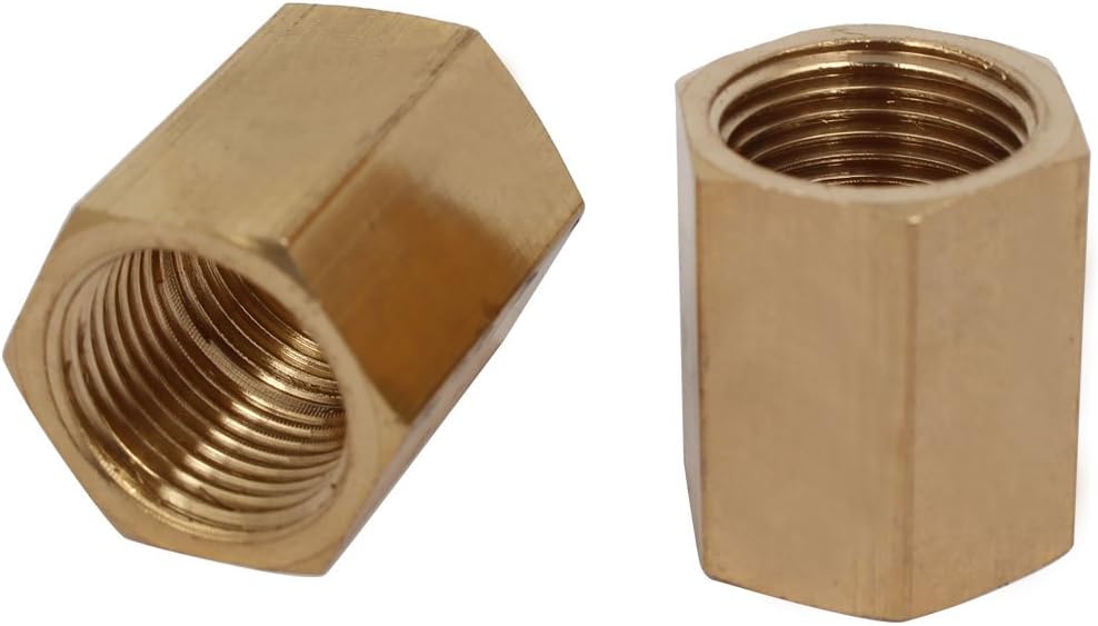 3/8BSP Female Power Tool Thread Straight Hex Rod Coupling Nut Fitting Brass Tone 4pcs Model:73as93qo251