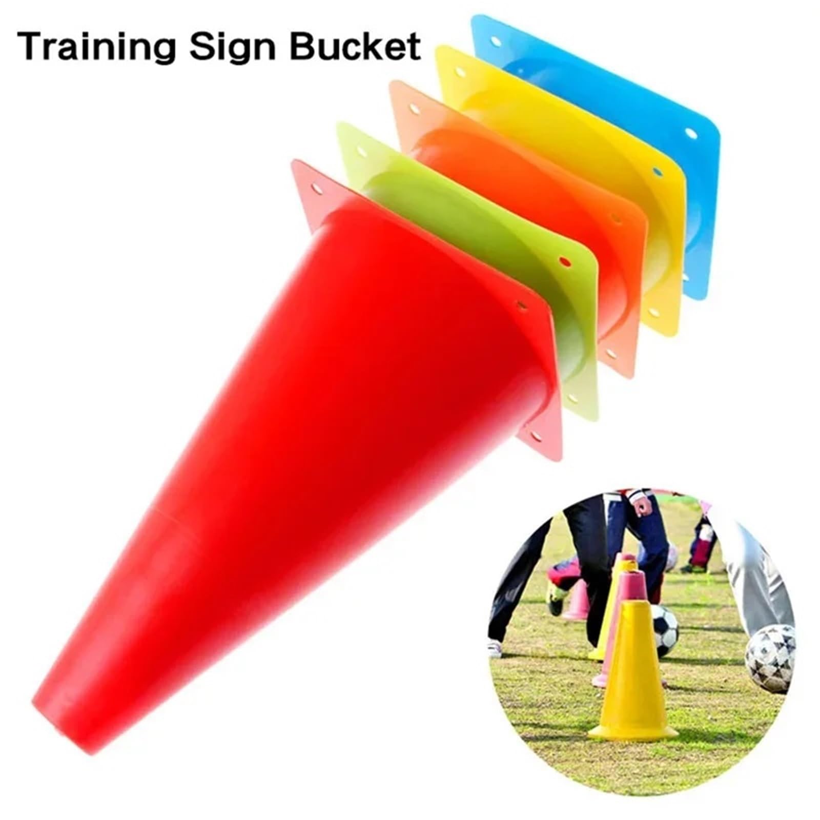 Plastikowe stożki 5 szt. 18 cm Zagęszczony futbol Piłka nożna Stożki treningowe Droga Płaski wałek Stożek Bariera Znakowanie Kubek Znacznik przeszkód do gier na świeżym powietrzu(18cm green)