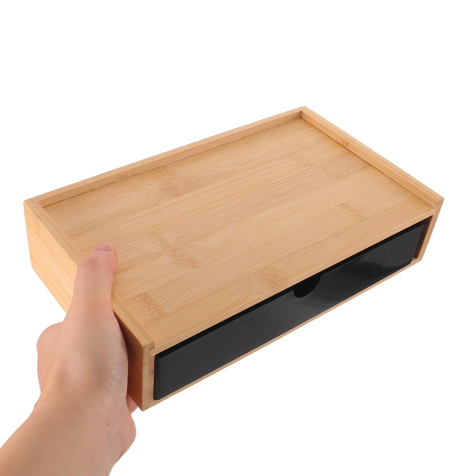 Organizzatore da scrivania con cassetti - Scatola portaoggetti da scrivania in bambù per articoli da ufficio e cancelleria scolastica - Mobiletto organizer da tavolo per la casa, nero