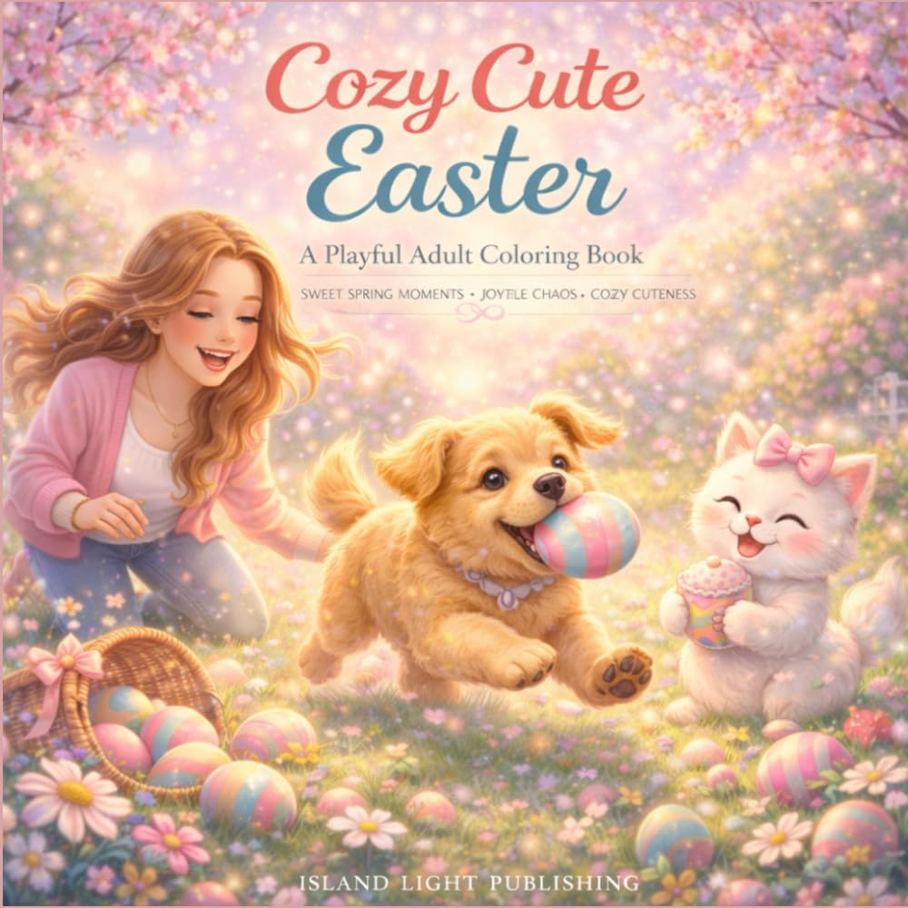 Cozy Cute Easter Coloring Book: Fun and Relaxing Spring Coloring Pages with Cute Animals, Easter Eggs, Cozy Scenes, and Stress Relief Designs