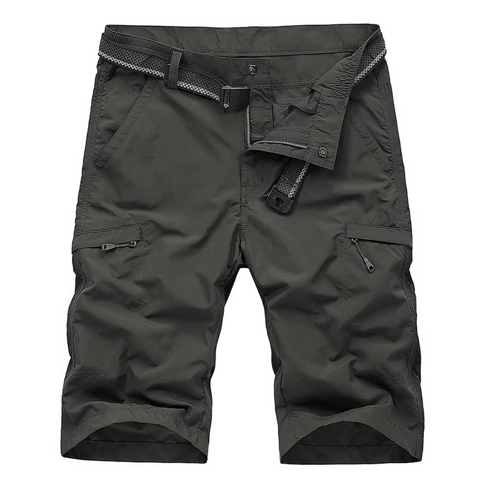 OCHENTA Men's Lightweight Quick Dry Cargo Shorts Casual with Zipper Pockets Expandable Waist Outdoor Hiking